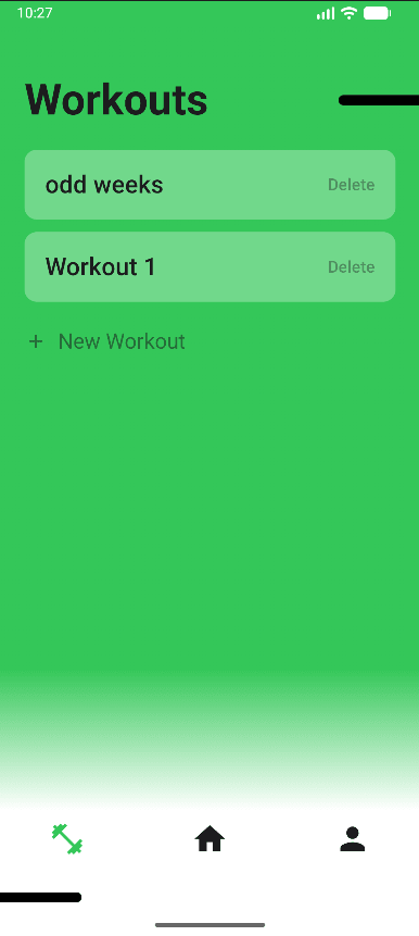 SMPLE workouts screen