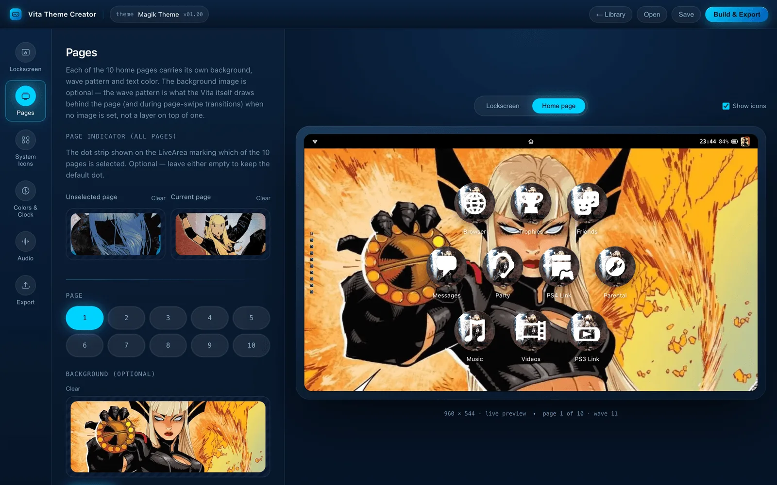 Home page editor with live preview